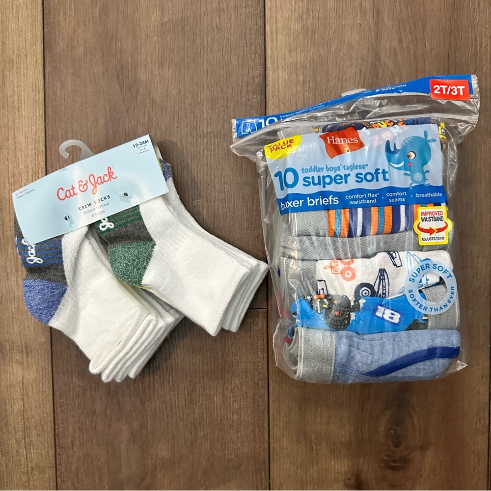 Hanes Super Soft Boxer Briefs for Toddlers - Blue and Gray
